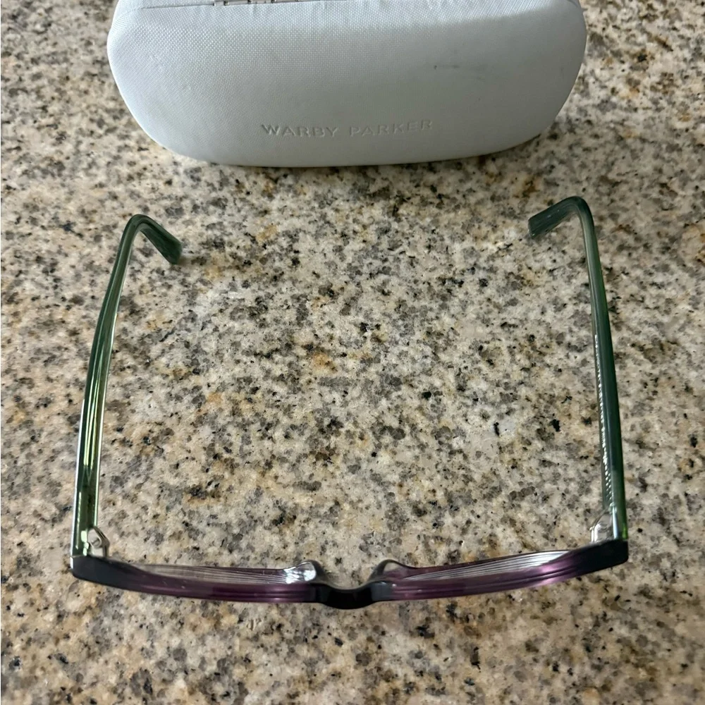 Warby Parker Plum and Green Eyeglasses with Case